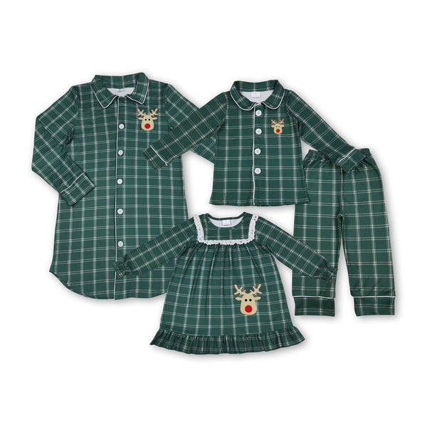 RTS toddler clothes matching embroidered elk print clothing  mama kids  clothes-2025.9.30