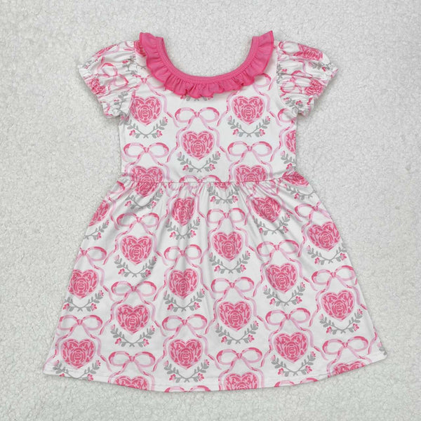 GSD1512 RTS toddler girl clothes pink floral girl summer dress