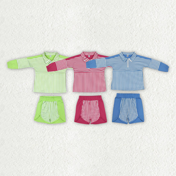 RTS Matching clothing kids color block stripe long sleeve polo yoga clothes-2026.10.27