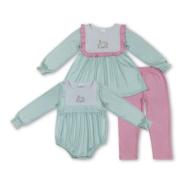 RTS kids matching clothing embroidery cartoon print clothing girl christmas winter clothing-2025.8.2