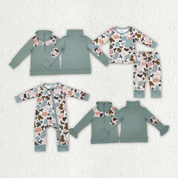 RTS Matching clothing animal camo mixed print kid long sleeve romper top pant fall clothing-2026.9.28