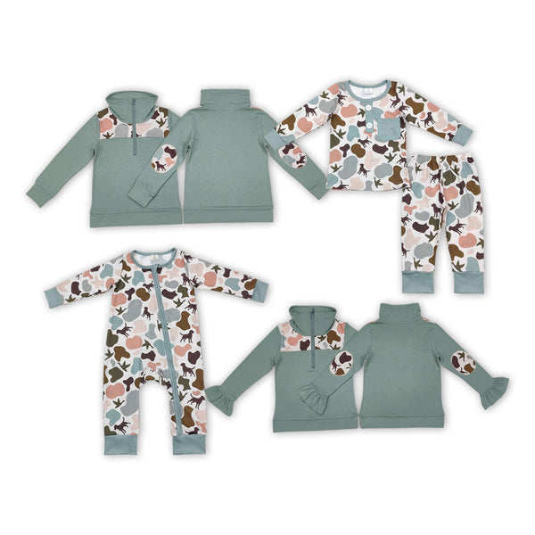 RTS Matching clothing animal camo mixed print kid long sleeve romper top pant fall clothing-2026.9.28