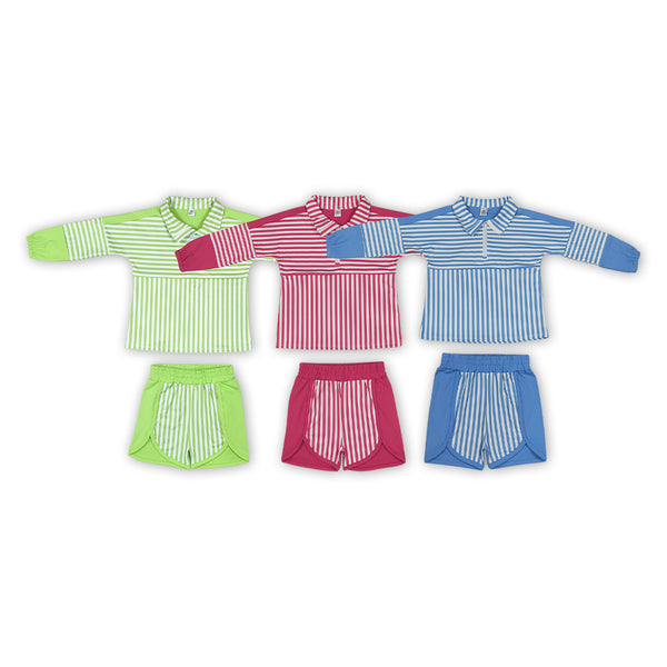 RTS Matching clothing kids color block stripe long sleeve polo yoga clothes-2026.10.27