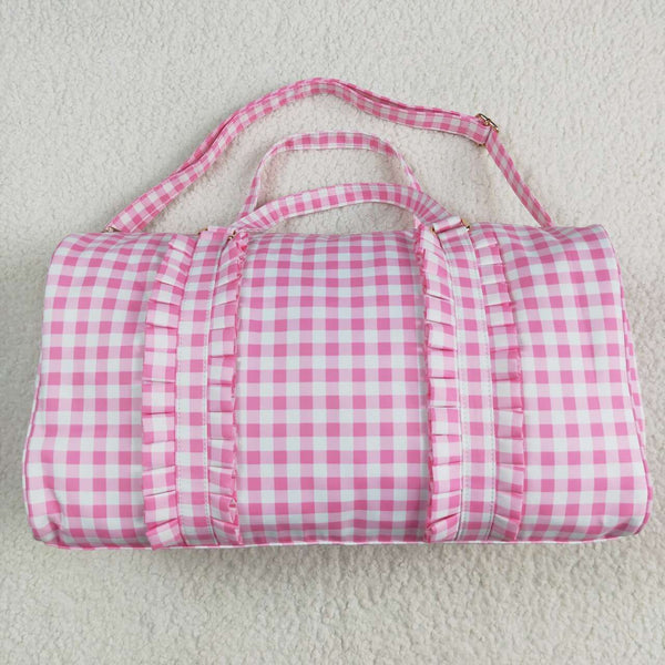 BA0302 RTS pink plaid duffels travel duffels weekend gym duffels 1