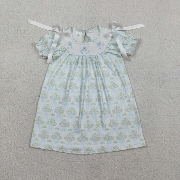 GSD3046 RTS toddler clothes blue bows girl summer dress