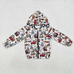 BT0889 RTS toddler boy clothes cartoon car boy winter top coat  hoodies jacket