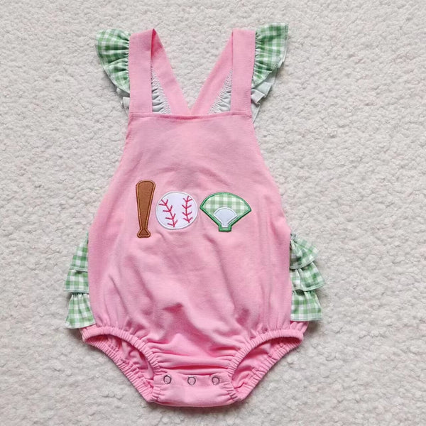 SR0271 baby girl clothes baseball embroidery summer bubble