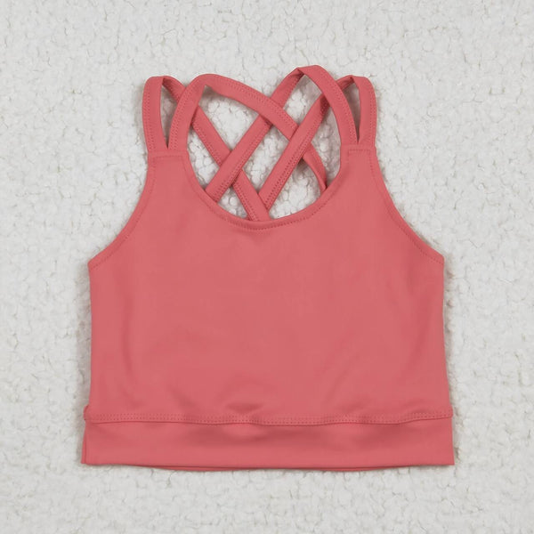 GT1004 RTS toddler girl clothes coral girl summer top vest yoga clothes