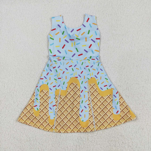 GSD2415 RTS girl clothes ice cream girl summer dress yoga clothes atheletic clothes