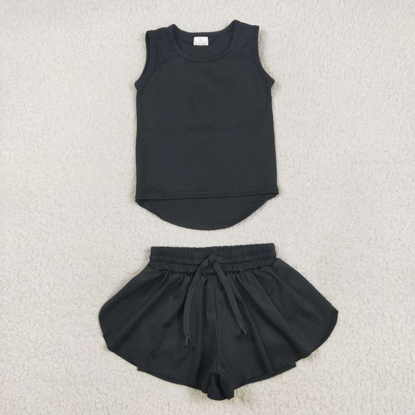 GT0987 RTS girl atheletic clothes black summer sports set yoga clothes