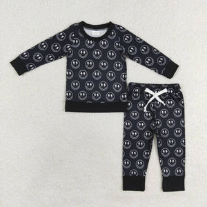 BLP0565 RTS toddler boy clothes smile boy winter set winter pajamas set