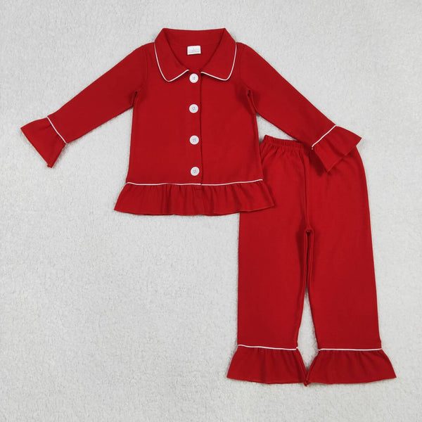 GLP2789 RTS girl clothes red girl christmas pajamas winter set