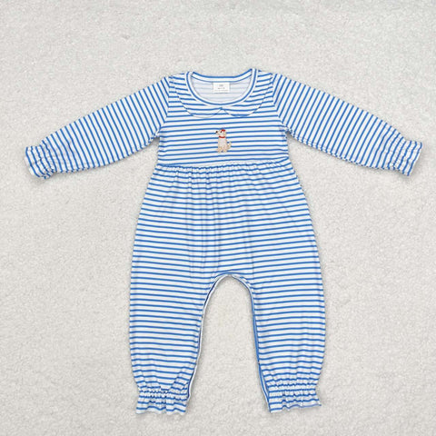 LR1448 RTS baby girl clothes stripe dog pubby girl winter romper thanksgiving clothes embroidery