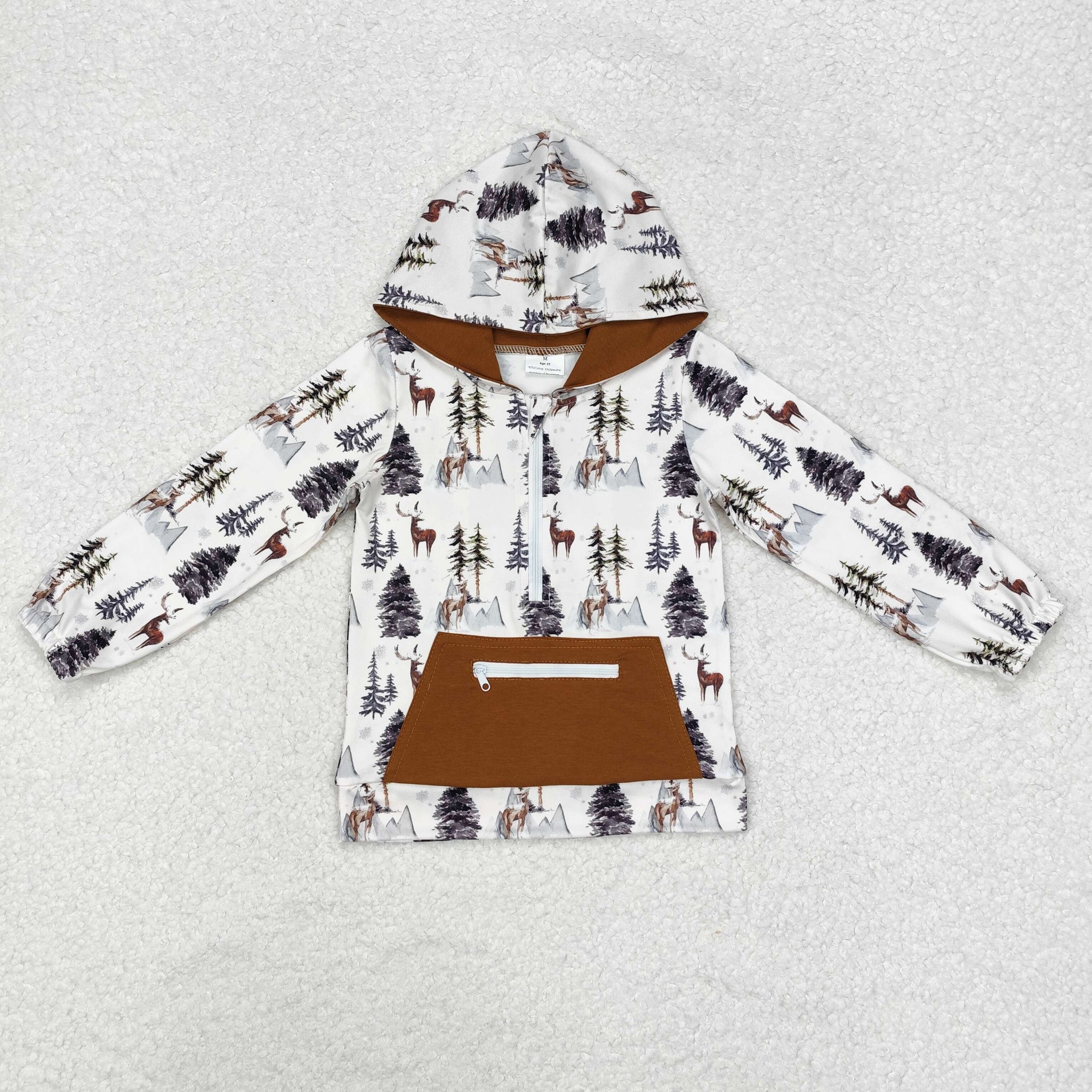 BT0758 RTS toddler boy clothes elk boy winter top deer hoodies shirt