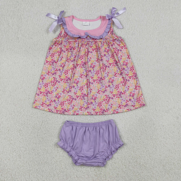 GBO0507 RTS toddler girl clothes floral print girl summer bummies set