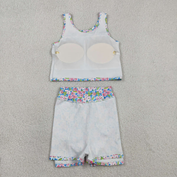 GSD1988 RTS girl clothes flower girl summer set yoga clothes quick dry swim sports dress