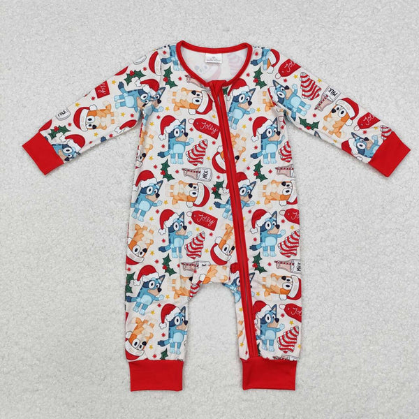 LR1684 RTS baby boy clothes cartoon dog boy christmas winter romper zipper