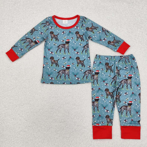 BLP0850 RTS baby boy clothes dog boy winter outfit pajamas set-bamboo