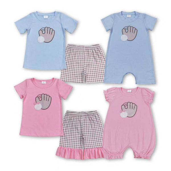 RTS  Matching clothing kids cartoon embroidery baseball print clothing baby summer clothing-2026.3.11