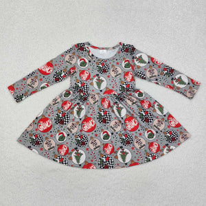 GLD0905 RTS toddler girl clothes cartoon girl winter christmas dress