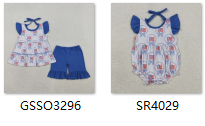 RTS Matching kids clothing flag print clothing girl 4th of July summer clothing-2026.4.24