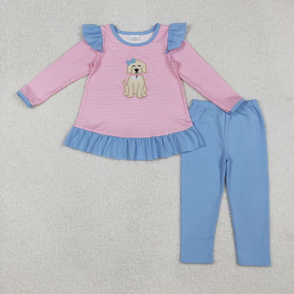 GLP2725 RTS girl clothes cute dog pubby girl winter embroidery set