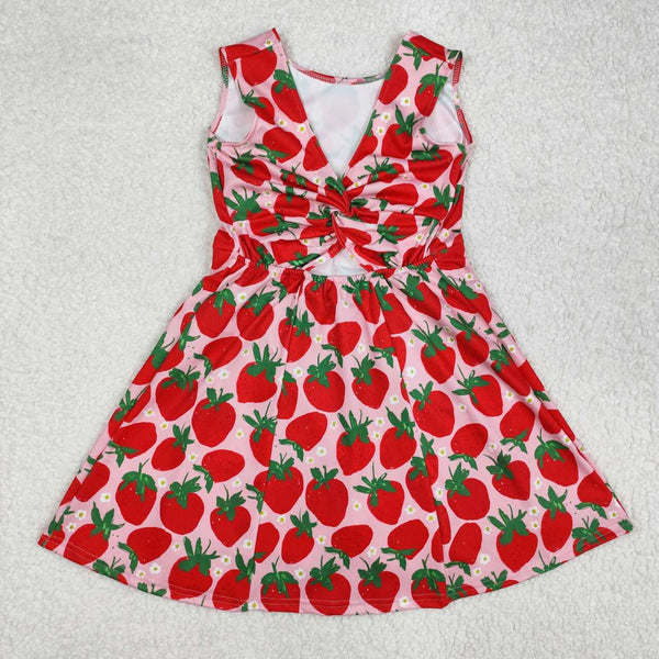 GSD1843 RTS toddler clothes strawberry baby girl summer dress yoga clothes