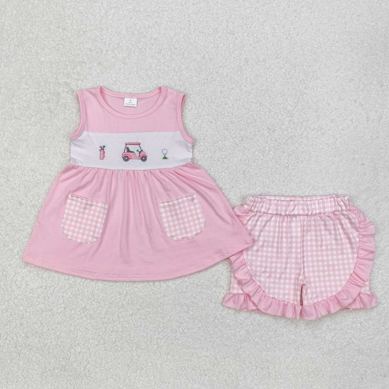 GSSO1554 RTS baby girl clothes golf toddler girl summer outfit embroidery