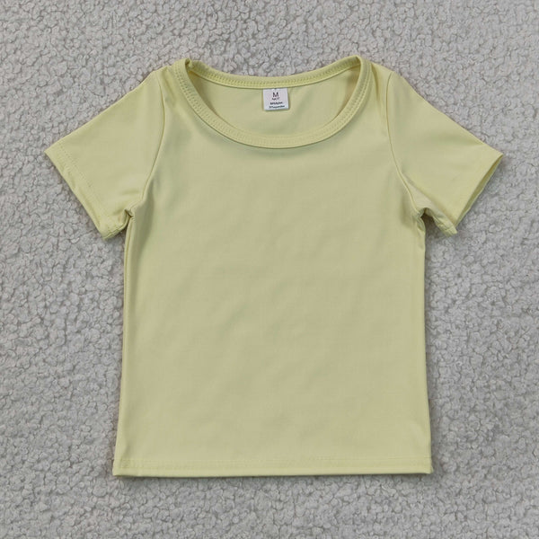 GT1632 kids girl clothes yellow girl summer tshirt top quick dry sports clothes