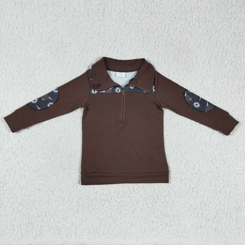 BT0115 baby boy clothes cow brown zipper shirt-promotion 2024.12.14 $5.5