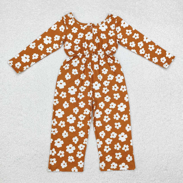 LR1838 RTS baby girl clothes yellow floral girl winter jumpsuit