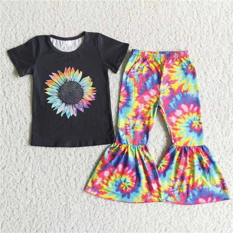 A6-24 RTS kids clothes girls sunflower black bell bottom outfit-promotion 2024.3.23 $2.99