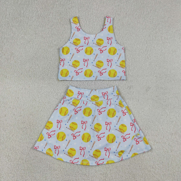 GSD3836 RTS toddler clothes softball girl summer yoga set sports outit