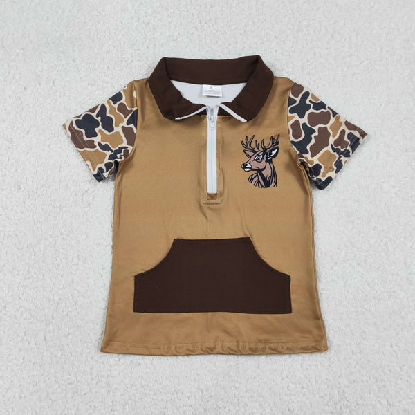 BT1531 RTS toddler boy clothes camo deer hunting boy summer top tshirt
