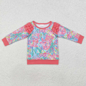 GT0766 RTS toddler girl clothes floral girl winter top shirt