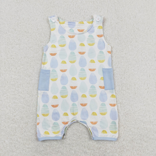 SR0901  baby boy clothes easter eggs boy easter summer romper