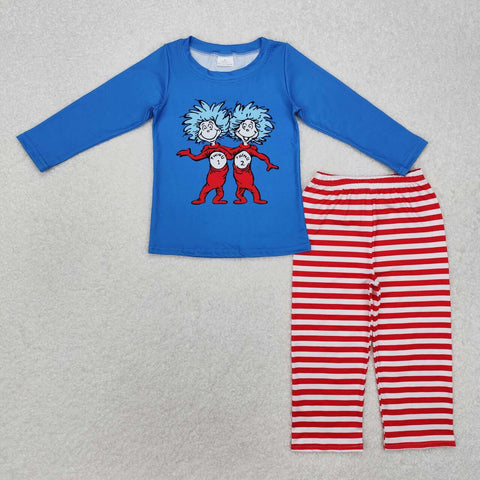 BLP1027 RTS toddler boy clothes cartoon boy Dr. Seuss winter set winter pajamas set