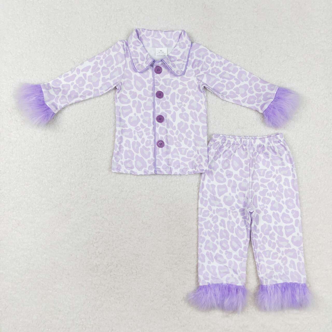 GLP1259 RTS toddler girl clothes purple leopard print girl winter pajamas outfit