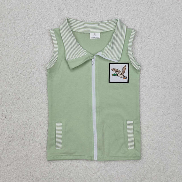 BT1071 RTS toddler boy clothes mallard embroidery camo pocket zipper boy vest