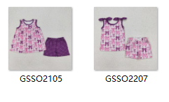 RTS kids clothes purple bow kids summer matching clothes summer shorts set