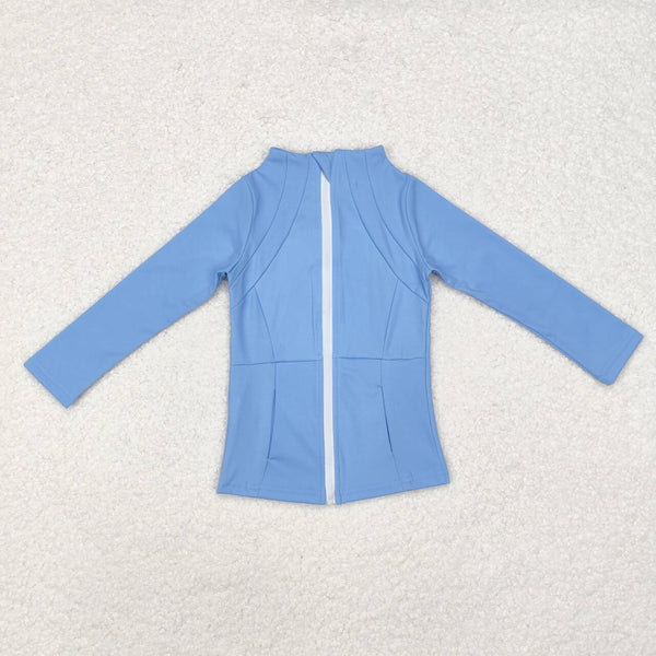 GLP1558 RTS toddler girl clothes blue girl winter top yoga clothes zipper outfit