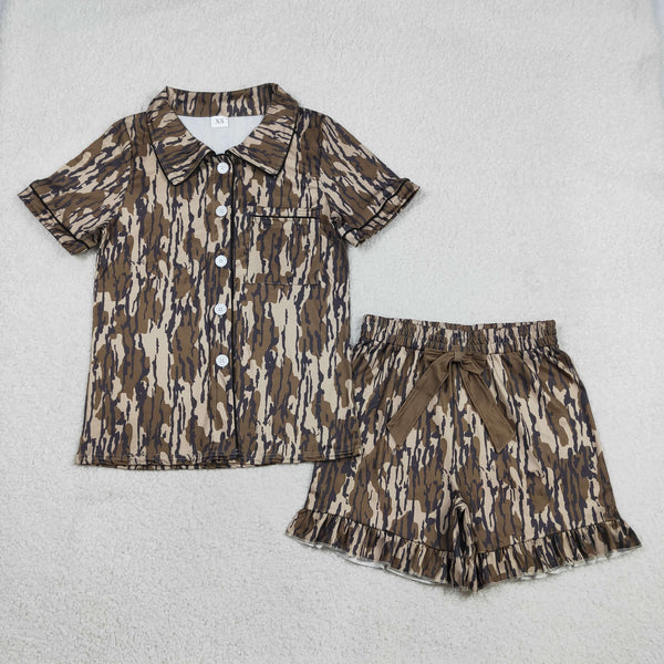 GSSO3136  RTS adult pajamas camo print adult women summer set sleep wear