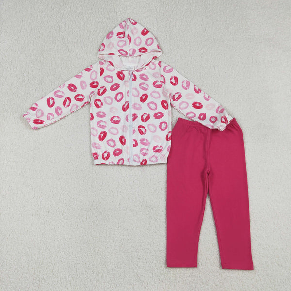 RTS GLP3120 3pcs toddler girl clothes kiss girl Valentine set