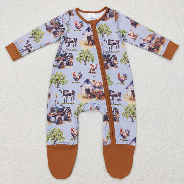 LR0632 baby girl clothes farm pig chicken girl tractor winter romper