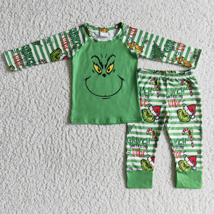 BLP0085 sleepwear boy green christmas pajamas-promotion 2024.10.19 $5.5