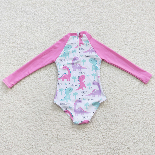 S0076 toddler girl clothes dinosaur summer swimsuit swimwear