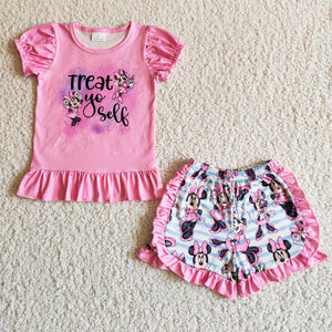 B7-12 girl clothes summer cartoon pink short sleeve set-promotion 2024.3.9 $5.5