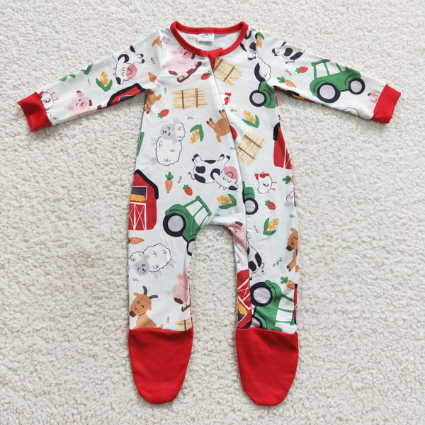 LR0379 baby girl clothes farm baby christmas romper