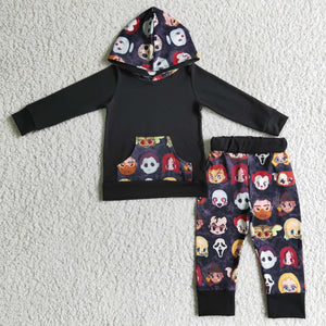 BLP0023 RTS kids clothes boys black cartoon halloween hoodies set-promotion 2024.8.31 $5.5