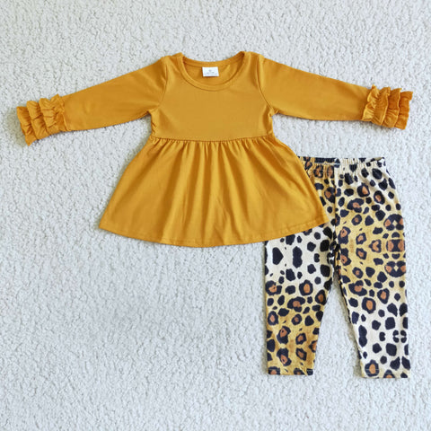 GLP0109 winter clothes yellow girls outfit sets leopard set-promotion 2024.10. 12 $5.5